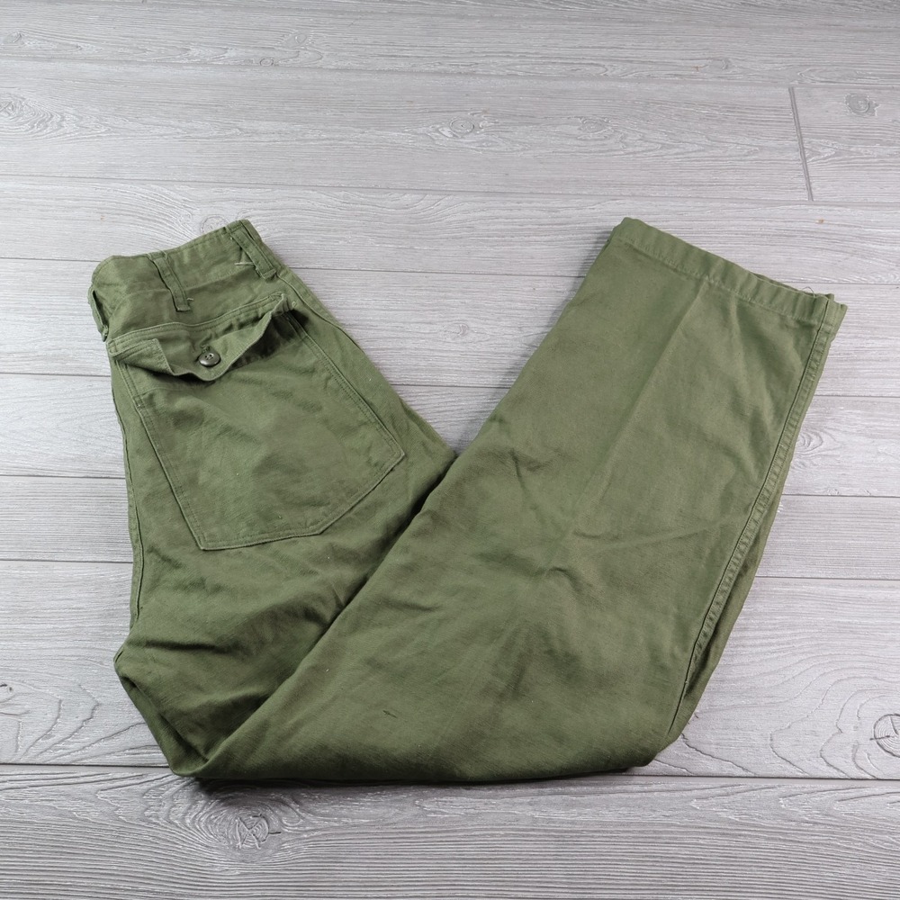 Vintage Military OG-107 Pants Mens 29x31 Blue Bell Sateen Fatigue Trousers 60s